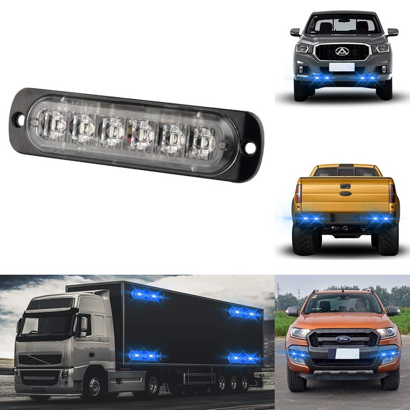 KaiDengZhe4Pcs 6LED Blue Ultra Slim Sync Feature Warning Emergency Beacon