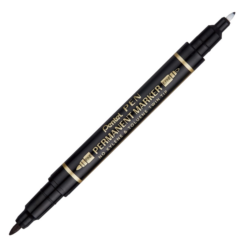 Pentel N75W-A Marcador Permanente Doble Punto, Negro