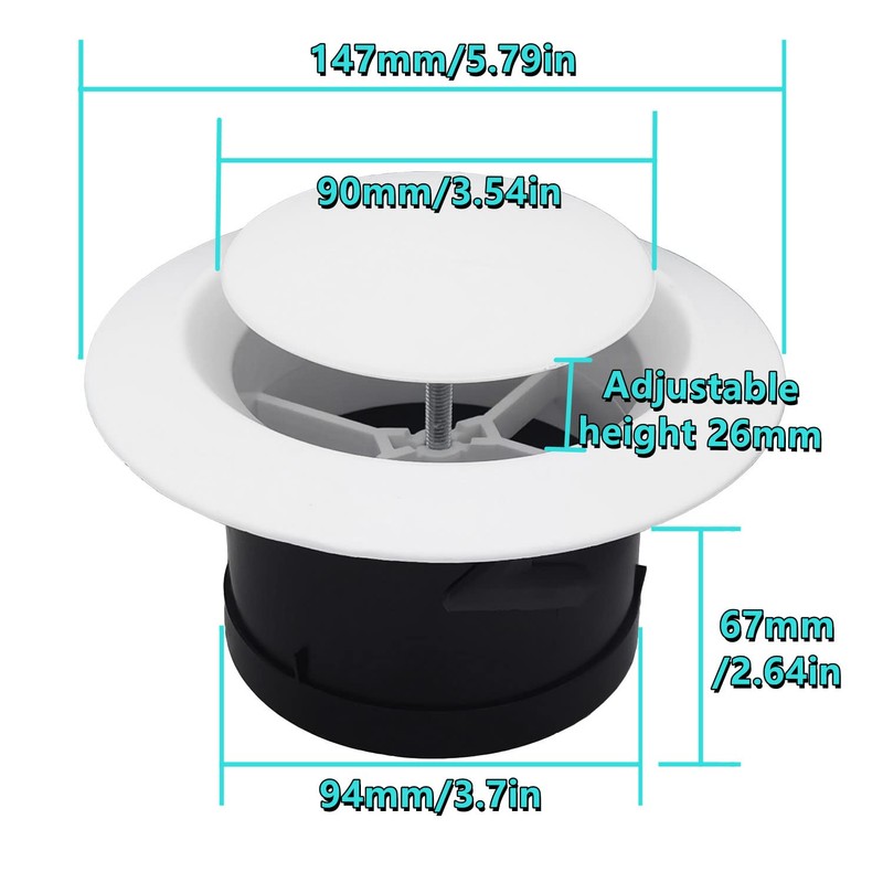 4 Inch Round Dryer Vent Cover, JSIXASO ABS Adjustable Air