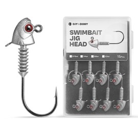 OJYDOIIIY Swimbait Jig Heads with Power Bait Keeper - 15 Pieces - 4/0 Size - Metal Material - Bass, Striper, Redfish