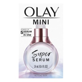Olay Super Serum - Suero Facial Ligero 5 En 1 De Tamaño De Prueba, 0.4 Onzas 14 Ml, Tratamiento Suavizante Para El Cuidado De La Piel Con Niacinamida, Vitamina C, Péptido De Colágeno, Vitamina E