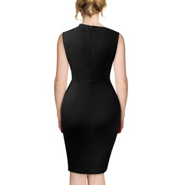 AISIZE Women's Retro Sleeveless High Neck Business Bodycon Pencil Dress Black