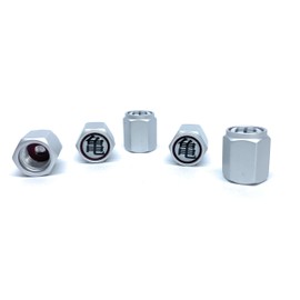 DBZ Letters Premium Universal and Durable Metal Valve Stem Covers (5-Pack): Compatible with Cars, SUV's, Trucks, Motorcycles & Bikes, Hexagonal Design & Rubber Seal. [Silver]