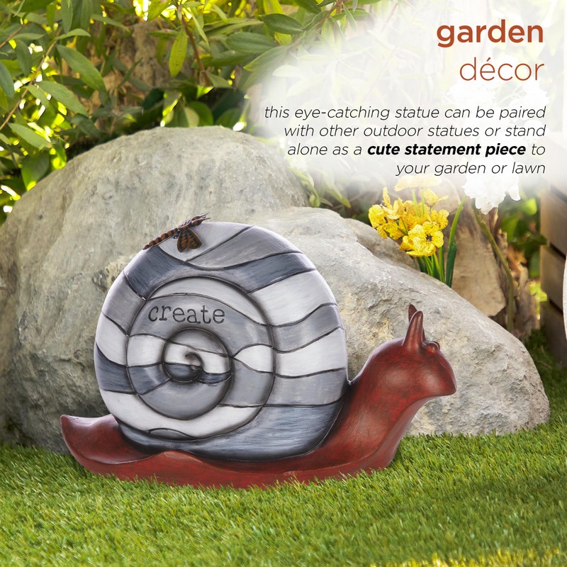 Alpine Corporation WQA1600 Alpine Create Snail Solar-Powered LED Light Garden