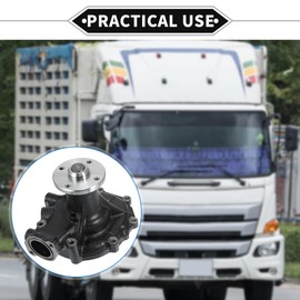 VekAuto Water Pump Kit Compatible for Hino J05E J05C J05CT Engine, Durable Metal Black Inner Engine Water Pump with Gasket and Rubber Band