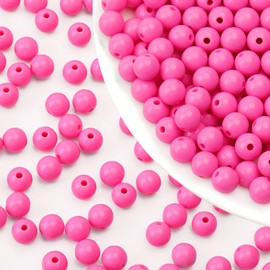 1000 abalorio redondas de acrílico rosa lisa de 6 mm, bolas acrílicas redondas de bolas de chicle, abalorio gruesas, abalorio de resina plástica para hacer collares y pulseras, suministros de manualidades