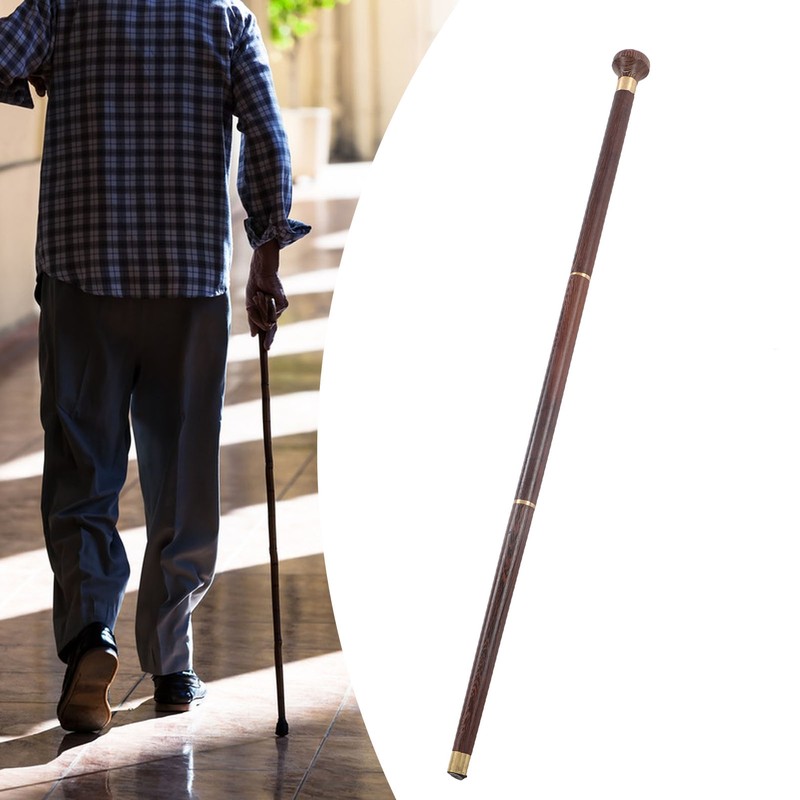 Elderly Wenge Walking Stick Elegant Ergonomic Detachable Round Grip Walking