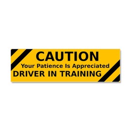 CafePress CAUTION: Driver in Training 10" x 3" Rectangular Car Magnet, Playful Warning Style, 1 Count, Vinyl