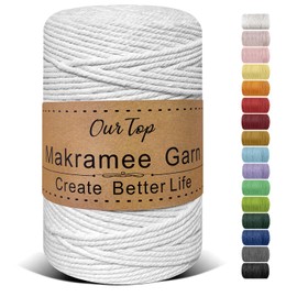 OurTop Premium Macrame Yarn, White, 3 mm x 300 m Macrame Cord, Macrame Cord, Yarn for DIY Crafts, Weaving Decoration, Hanging Plant Hanger