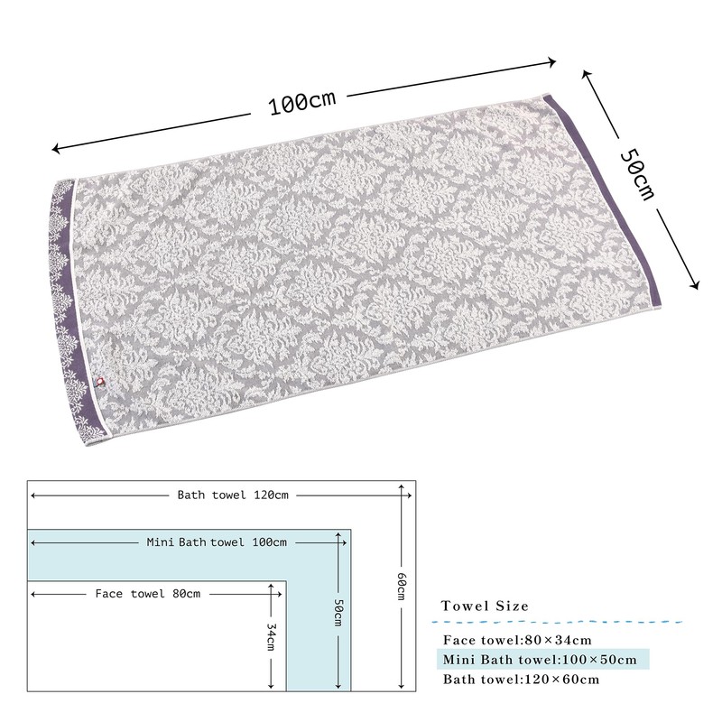 Kosugizen YK-601PU Imabari Brand Towel, Mini Bath Towel, Front Purple,