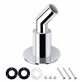 GAOERFU Thru Hull Exhaust Skin Fitting, 24mm Diesel Heater Exhaust Tube Pipe Socket Hardware, 316 Stainless Steel Fitting Diesel Parking Boat Marine Car Truck Heaters, with Bolts and Nuts Angled