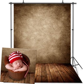 VEOEOV Photo Backdrop, 5X7ft Retro Brown Wall Wood Floor Backdrops for Photography, Thickened Photo Backdrop for Newborn Photography, Photo Studio(No Pocket)
