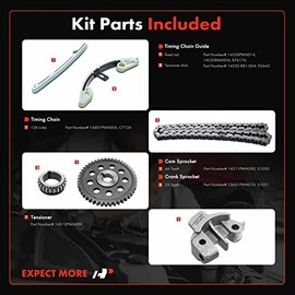 A-Premium Kit de 6 Cadenas Distribución c/Tensor, Guía y Piñón | Compatible con Honda Civic 2003-2011, [SOHC, L4 1.3L], Reemplazo# 14401-PWA-004