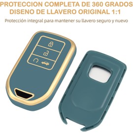 OFFCURVE Protector de Llave de Honda 4 Botones, Funda para Llave TPU Flexible Suave, Compatible con Honda Accord Civic CRV Jade Pilot Odyssey Vezel Porta Llaves Inteligente (Oro Azul)