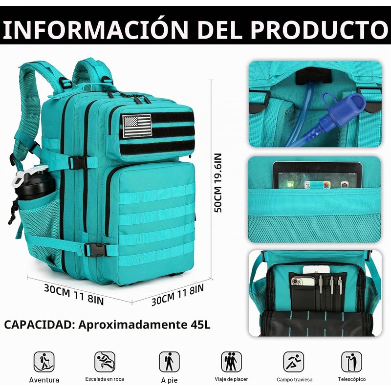 Lovelinks21 - Mochila táctica de asalto de 45 L, paquete