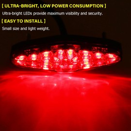 CGEAMDY Motorcycle Rear Light, Motorcycle Brake Light, Motorcycle Running Stop Brake Number Plate Tail Light, LED Motorcycle Tail Light, Motorcycle Tail Light, Brake Stop License Plate Light (Red)