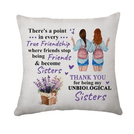 Hasodeo Friendship Gifts Best Friend Cushion Covers Pillow Cover for Unbiological Sister BFF Bestie Appreciation Gifts for Birthday Graduation Christmas (065 Unbiological Sister)