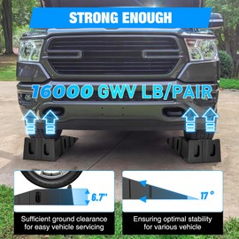 Nilight Car Ramps, 6.7" Lift Heavy Duty Truck Ramps Portable Vehicle Service Ramp for Home Garage Maintenance, 16,000lb. GVW Capacity Per Pair