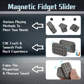 Fidget Slider Toy for Adults, Magnetic Fidget Toy Metal Clicker Desk Poker Push Card EDC Desk Office Haptic Coin Men