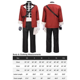 DAZCOS Mens Cosplay Costume Red Jacket outfit