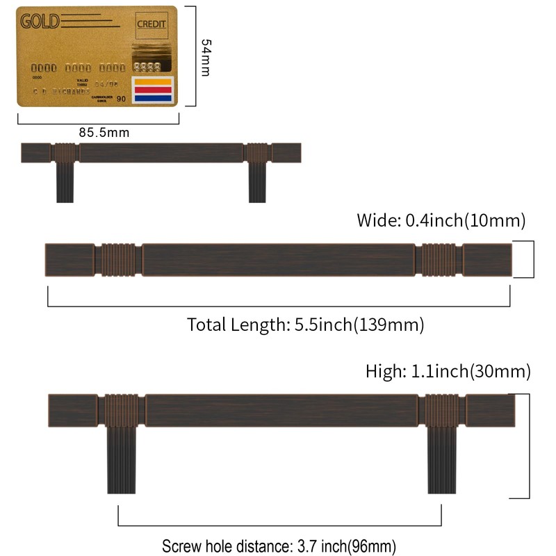 Amerdeco 10 Pack Oil Rubbed Bronze Kitchen Cabinet Pulls 3-3/4