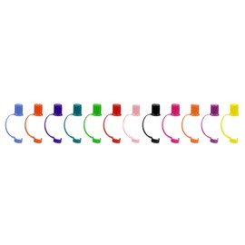 Straw Caps for Reusable Bendable Plastic Straws – Flexible Fit for 11” Extra Long Drinking Straws, Hospital Mugs & Tumblers – Spill-Proof, One-Hand Open, Assorted Colors – 12 Pack