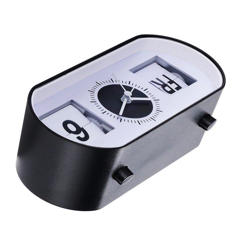 Manual Flip Alarm Clock Simple Silent Modern Calendar Function Desktop