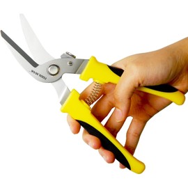 TOOLMAK Tin Snips 8 Inch Heavy Duty Scissors Metal shears with Stainless Steel Curve-Blade Comfort Grips, Multifunction Cutting of Branches, Thin Iron, Cardboads