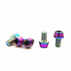 RISON Tornillos de titanio Ti Bolt M6 x 1.0 x 15 cabeza hexagonal cónica, 5 piezas de tornillo hexagonal de titanio azul quemado para vástago de bicicleta