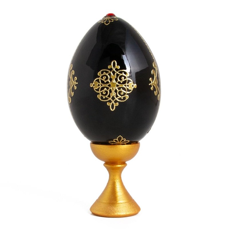 STP GOODS Black and Light Handmade Decorative Egg on Stand,