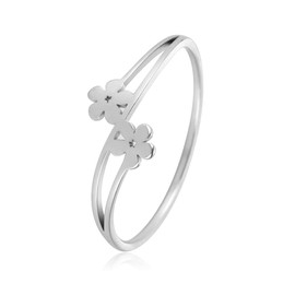 Pingyongchang Daisy Flower Rings Stainless Steel Daisy Ring Gold Minimalist Stacking Ring Statement Simple Aesthetic Jewelry Gift for Women-Silver 9