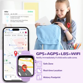 AIMIUVEI 4G Children's Smartwatch 1.83 Inch HD Watch Children with Long-Lasting Video and Phone Call, Voice Chat, Whatsapp, WiFi, GPS, SOS, SMS, IP68 Waterproof, School Mode, Pedometer, Alarm Clock