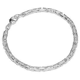 NKlaus 12391 Men's and Women's 925-19 cm Sterling Byzantine Chain Pressed Bracelet Oval Genuine Sterling Silver Unisex 3.82 mm Wide, Sterling Silver