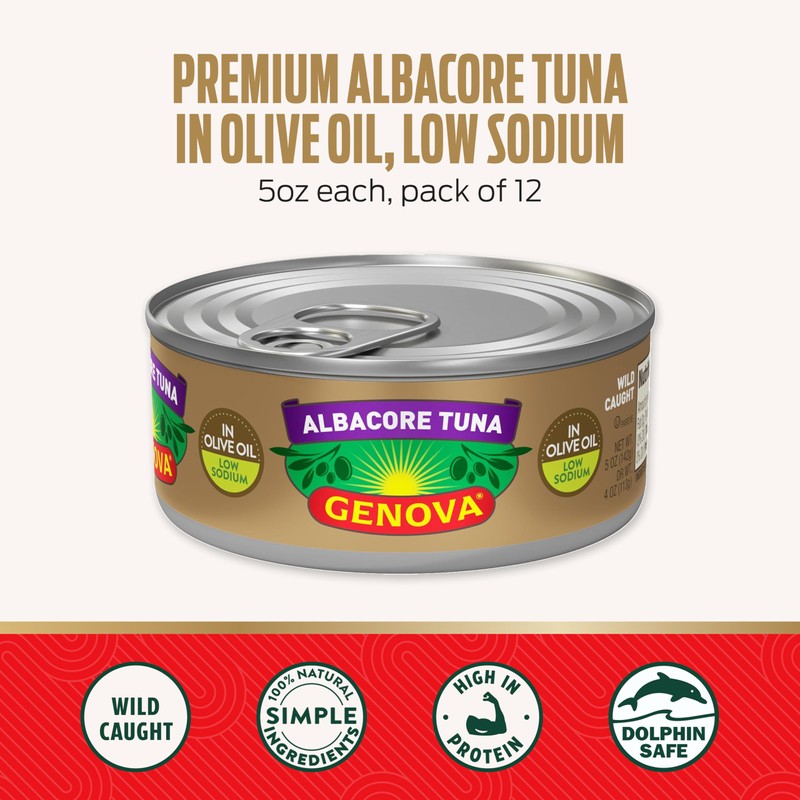 Genova Premium Albacore Tuna in Olive Oil, 5 Ounce Cans