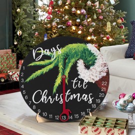 DAZONGE Christmas Wreath Decorations | Christmas Countdown Advent Calendar 2024 for All Ages | 12'' Wooden Christmas Welcome Sign with Easel | Christmas Decor