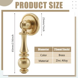 Roowest 6 Pack Solid Brass Drop Cabinet Pulls 2.5 Inch, Brushed Gold Cabinet Knobs for Dresser and Drawers, Decorative Vintage Brass Cupboard Knob Durable Pendant Knobs for Kitchen Cabinets Wardrobe