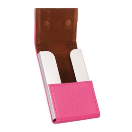 sourcing map Business Card Holder, PU Leather Business Card Case Pocket Business Name Card Metal Holder with Magnetic Shut for Men and Women, Beige