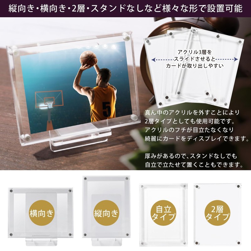 kashiwise Card Display, Magnetic Type, 3-Layer Structure, 2-Layer Switchable, Acrylic