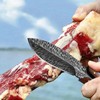 Feather Damascus Blade with Leather Sheath Vegetable Cutter Stainless Steel