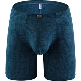 IKINGSKY - Calzoncillos tipo calzones transpirables de pierna larga para hombre, sexy, sin subidas, sin costuras, para debajo de las bragas, Azul, Medium