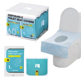 TRIPTIPS Toilet Seat Covers Disposable Travel Pack 60 count｜Faster use-Sticker free｜Waterproof｜XL Disposable Toilet Seat Cover for Adults and Kids, Individually for Public Restroom/Airplane/Outdoors