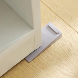 Rubber Door Stoppers 2 Pack - Heavy Duty No-Slip, Adjustable Height & Stackable Door Stop Wedge for All Surfaces - Door Holder Works on Bottom of Door, Wall or Floor (Grey)