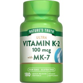 Nature's Truth Vitamin K2 MK-7 | 100 mcg | 180 Softgels | Non-GMO & Gluten Free Supplement