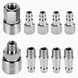Drado 10 pcs Air Line Connectors Euro Compressor Fittings Quick Coupler Fittings 1/4" BSP Air Coupler and Plug Kit