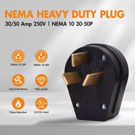 MICMI NEMA 10-50P Angle Plug, 4 Prong Electric Dryer/Range Oven Stove Plug, 50A, MICMI