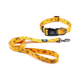 Roses&Poetry Dog Collar and Leash for Extra Small, Adjustable Durable Bee 5ft Puppy Leash Collar for Dog Training Lead（Bee-XS）