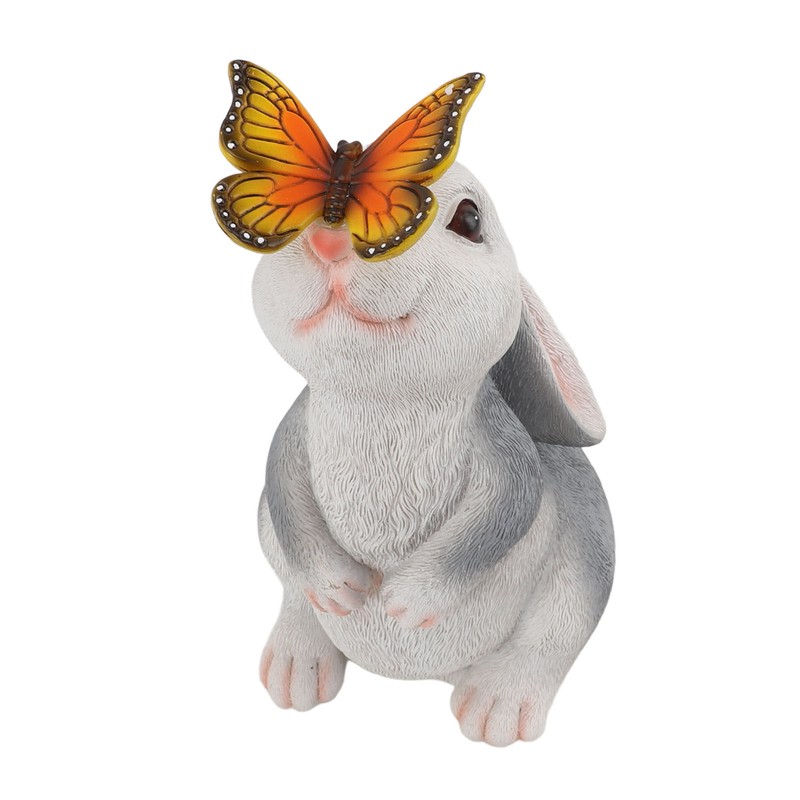 Bunny Outdoor Garden Statues Resin 600mAh Warm Light Rabbit with