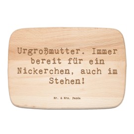 Mr. & Mrs. Panda Frühstücksbrett Spruch Urgroßmutter Nickerchen - Geschenk, Gelassenheit, Ruhepause, Ahnen, Verwandte, Schneidebrett, Geburtstage,