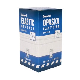 Romed Elastic Middle Pull Bandages Fixation Bandage with Retaining Clip in Foil (8 cm x 5 m, Pack of 5)