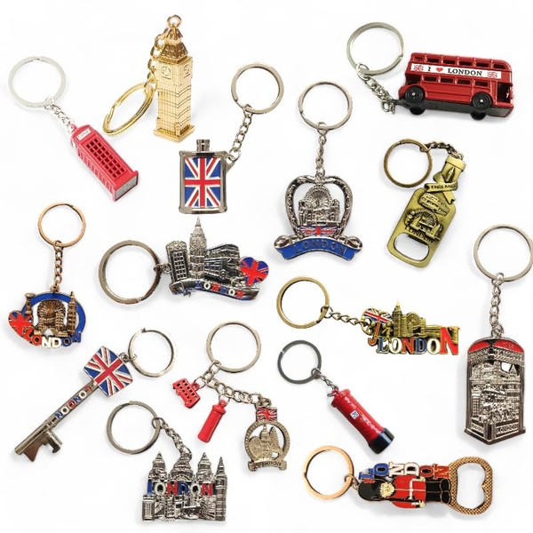 ShreeFit keychain London Souvenir 12Pcs Key Rings Metal British Miniature